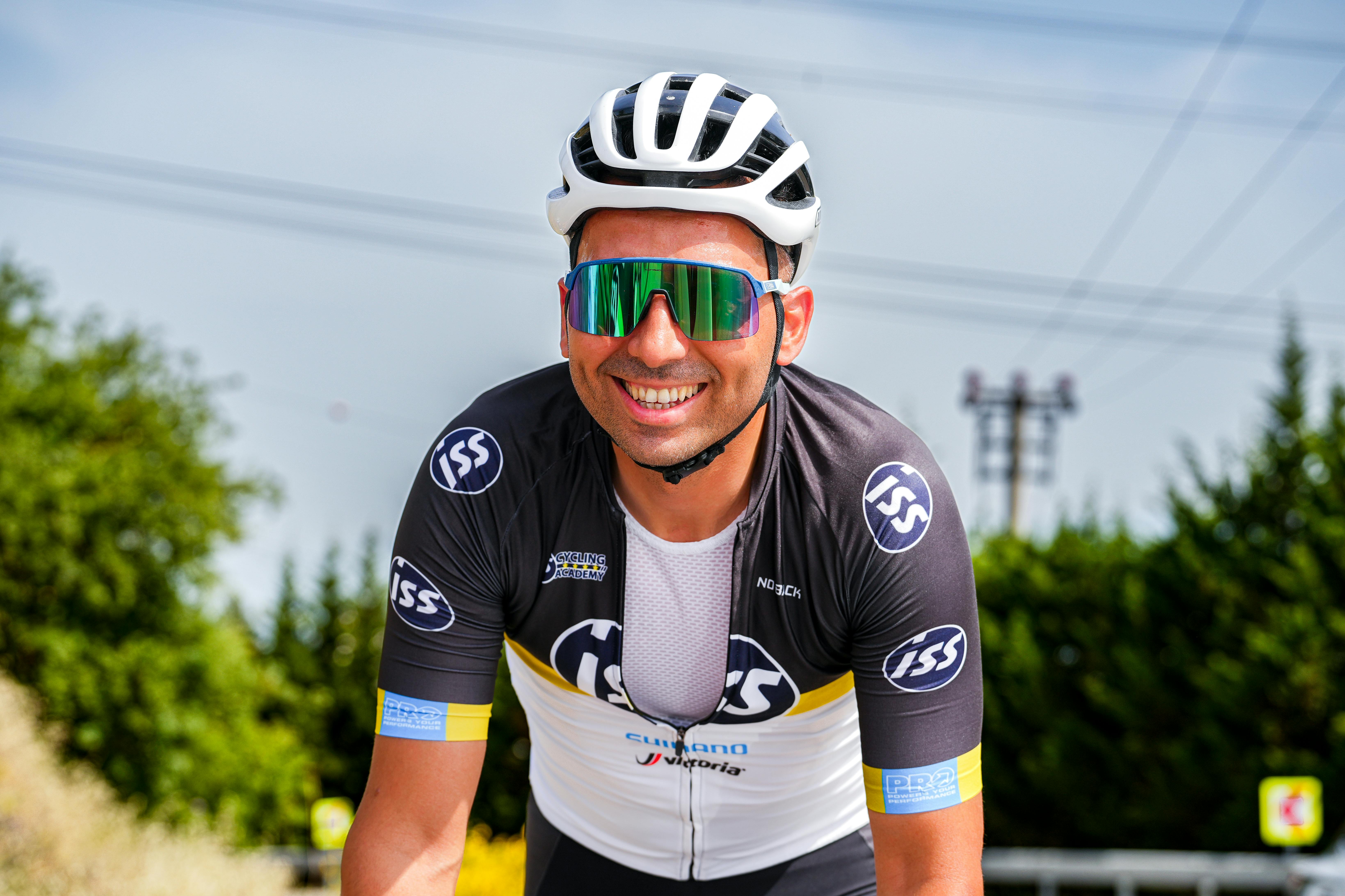 Cyclist training outdoors