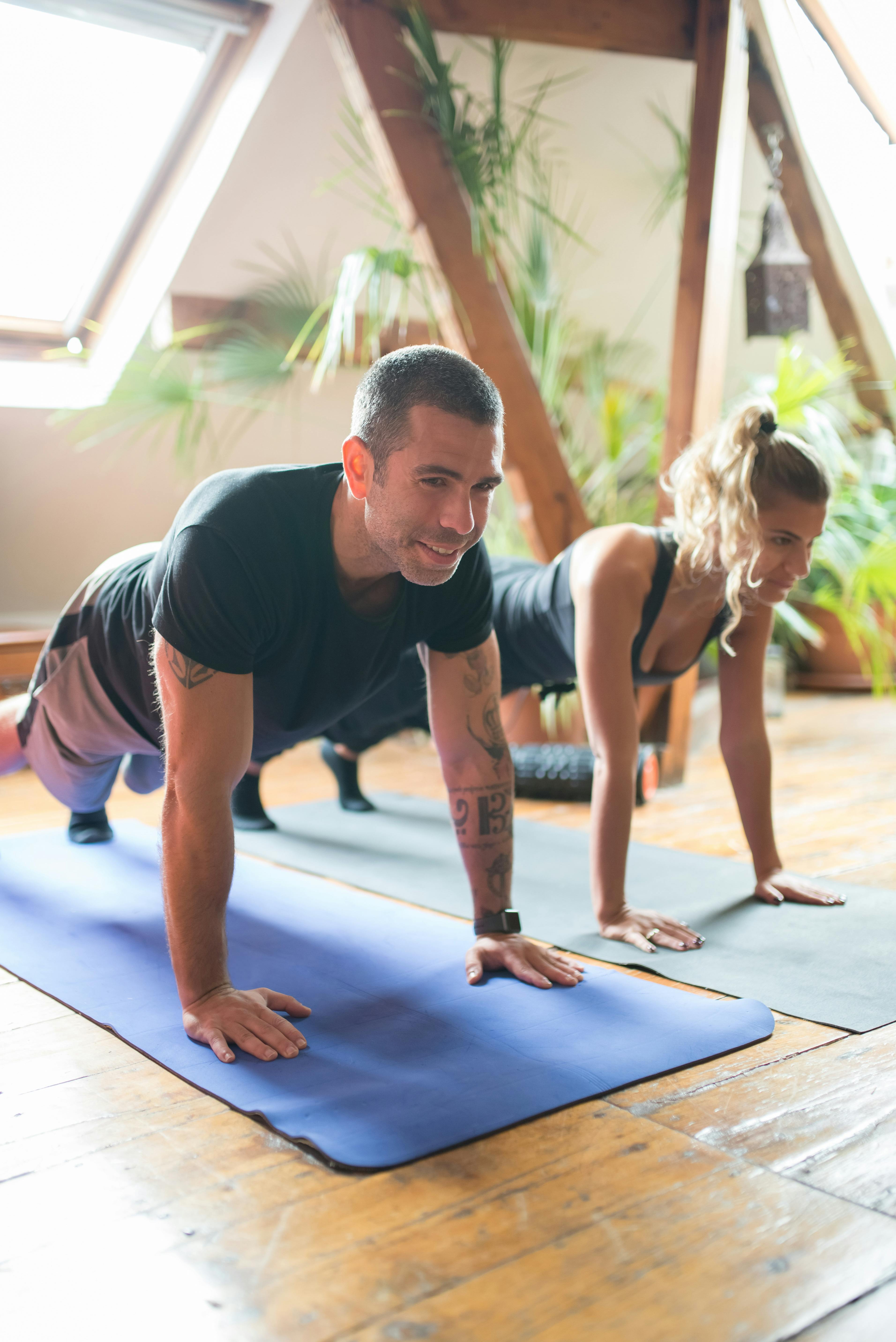 People exercising indoors