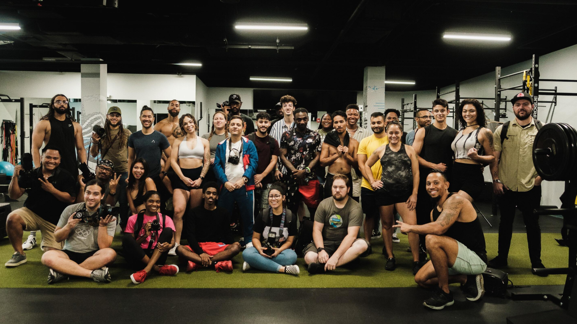 Group of athletes in gym